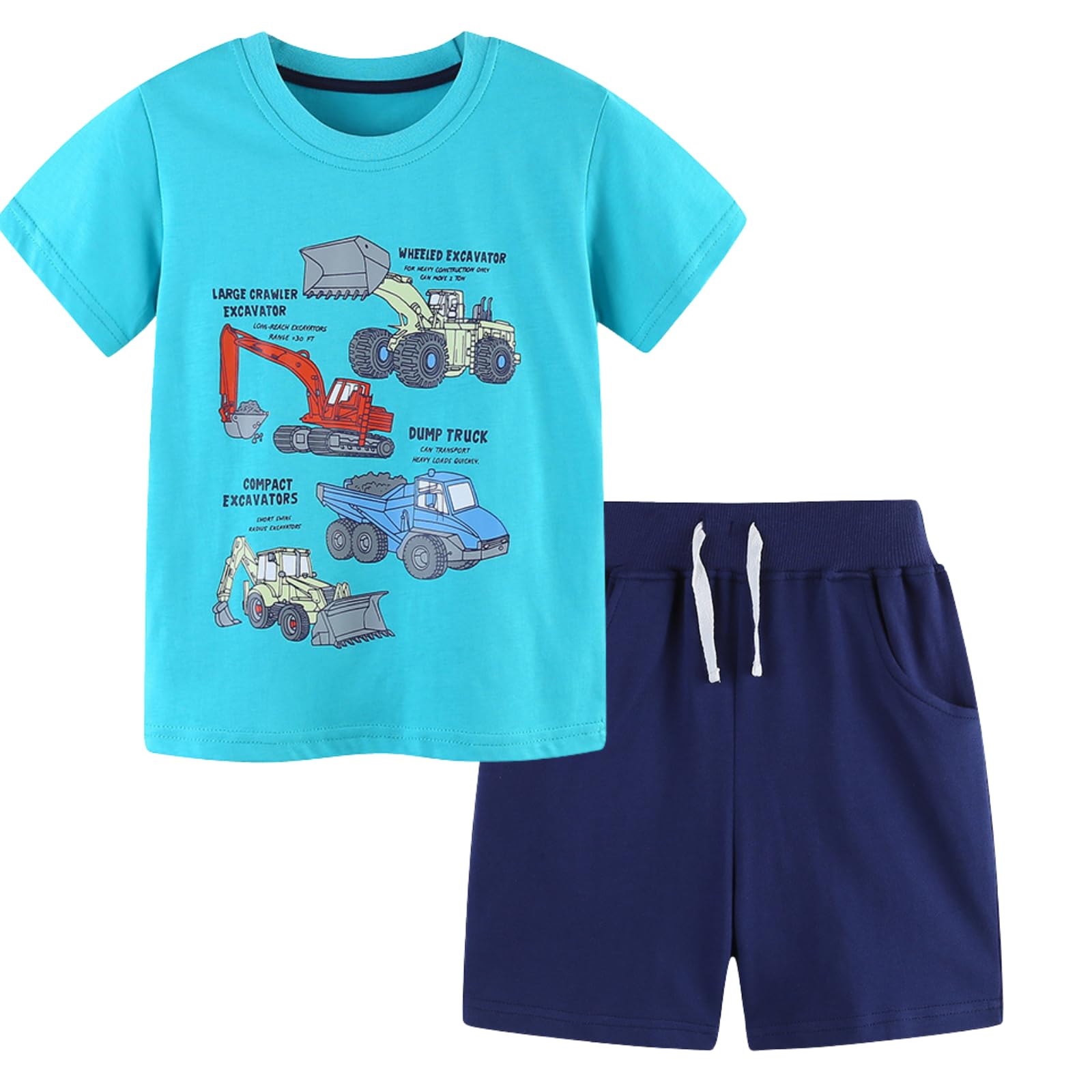 Toddler Boy Clothes Cartoon Cotton Summer Short Sleeve T-Shirt and Shorts Kids Outfit Set 2-7 Year
