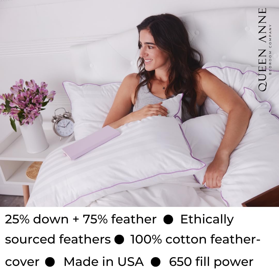 King Size White Cotton Down and Feather Bed Pillow