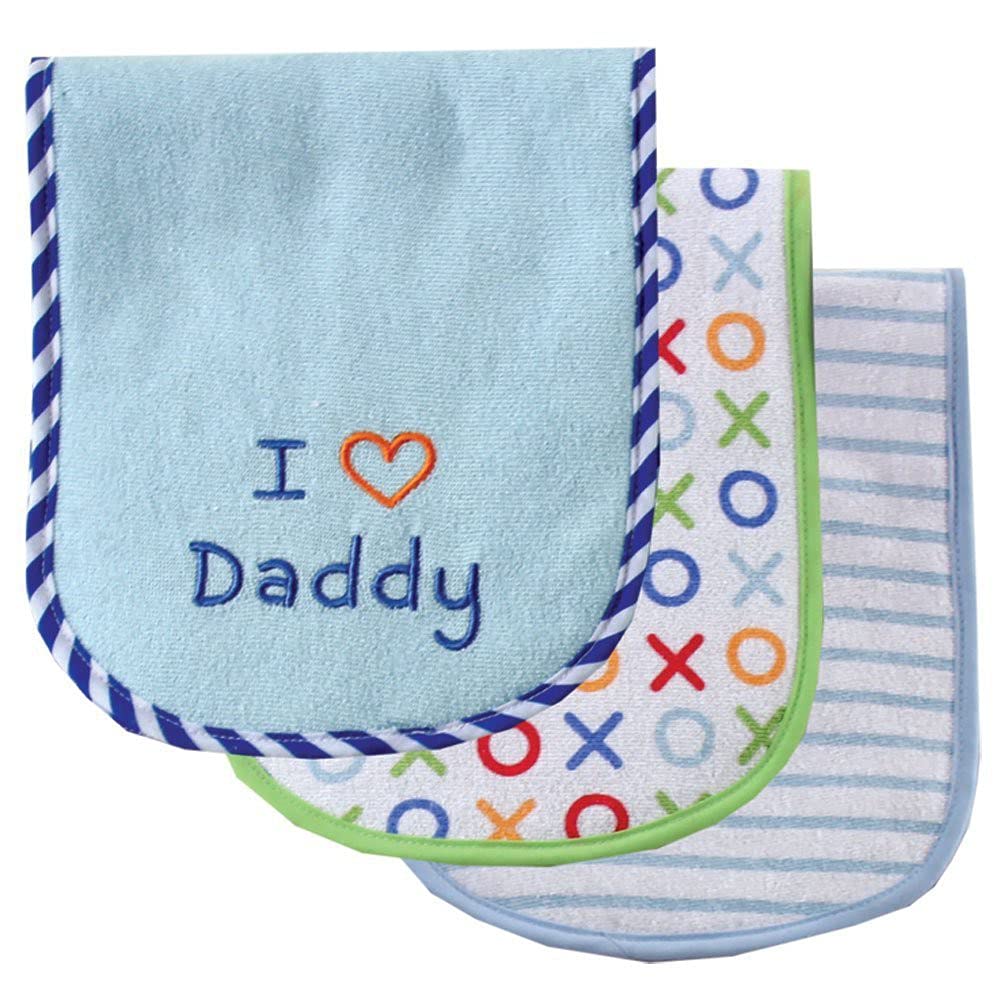 Luvable Friends I Love Mommy and Daddy Baby Burp Cloths, Blue Daddy, 3-Count by Luvable Friends