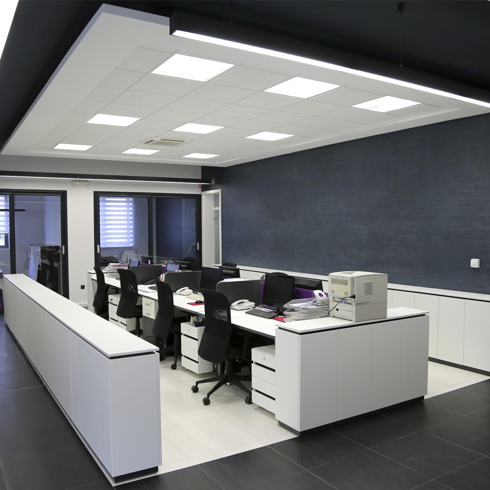 Pack x8 Panel LED 60x60 cm 40W, 8 unidades para Falso Techo, Driver Philips CertaDrive, UGR19, Paneles de Gran Luminosidad 4380 lúmenes, Marco Blanco, Driver Incluido (Luz Blanca - 5700K)