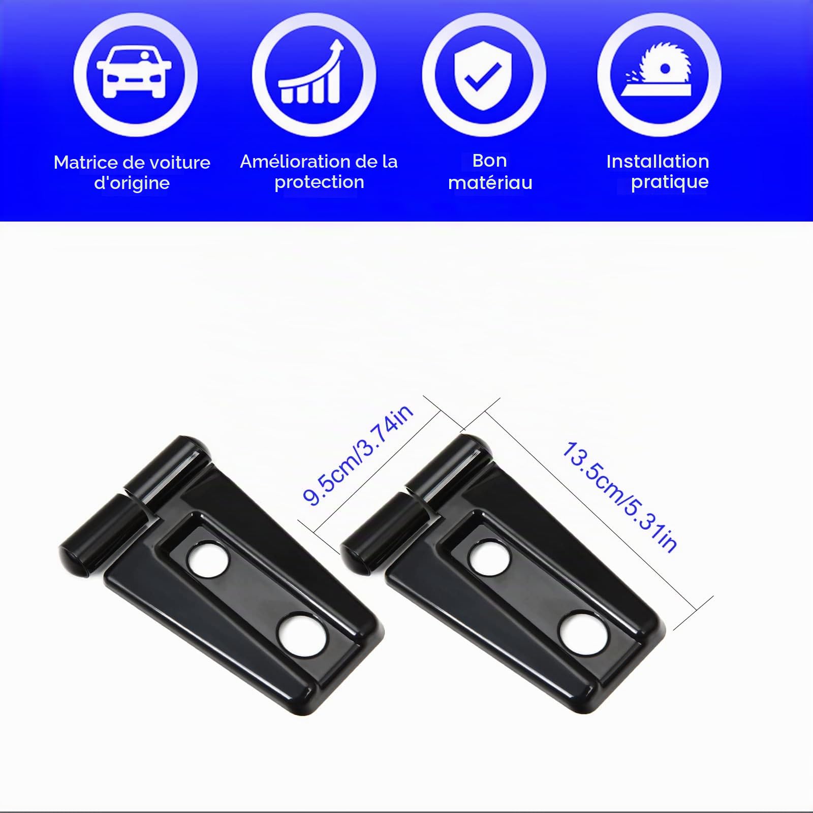 Unifizz Lot de 2 protections de charnière de capot pour Jeep Wrangler JK & Unlimited 2007-2018 Noir