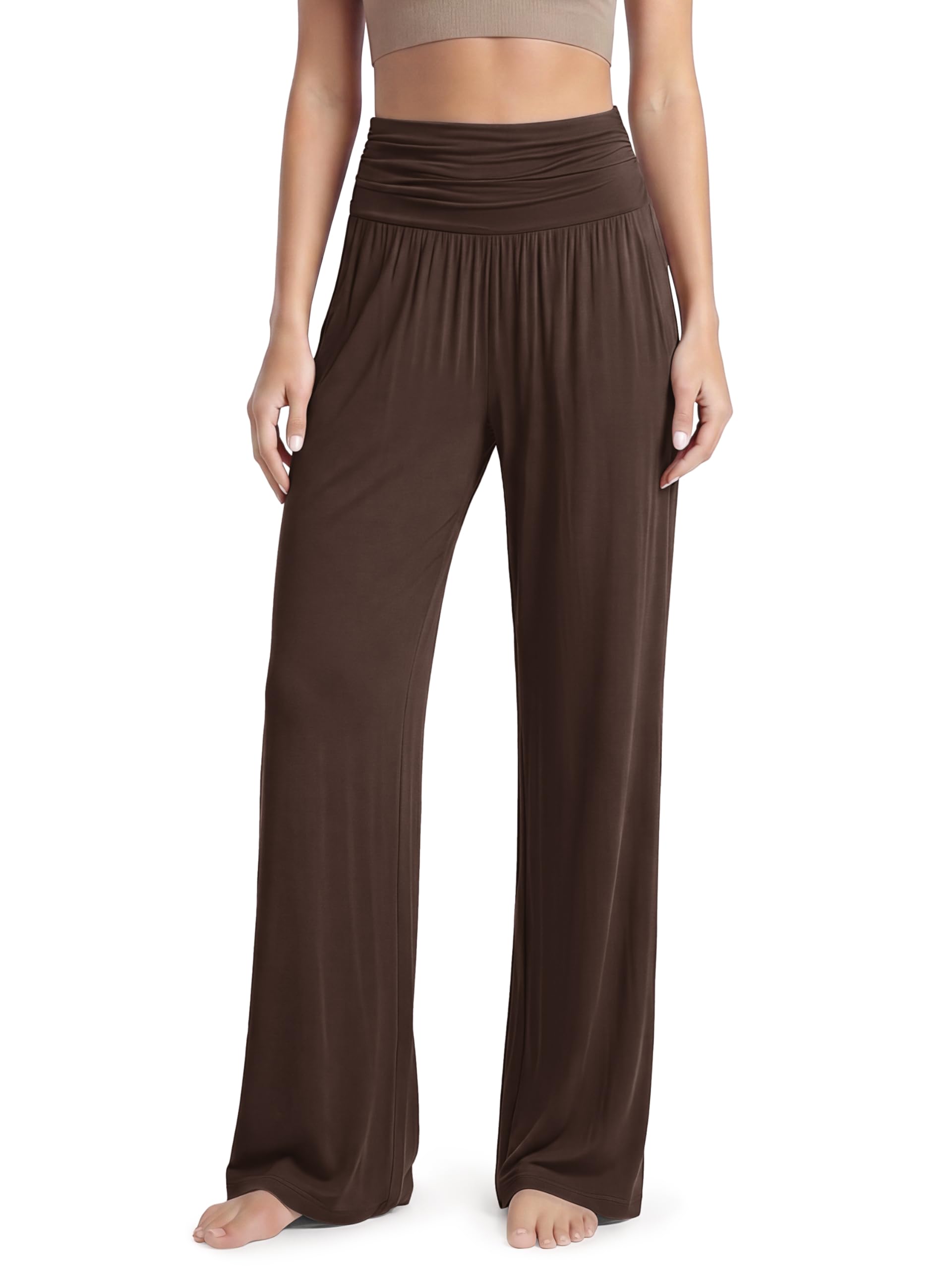 ODODOS Women's Wide Leg Palazzo Lounge Pants with Pockets Light Weight Loose Comfy Casual Pajama Pants-26/28/30"/32" Inseam