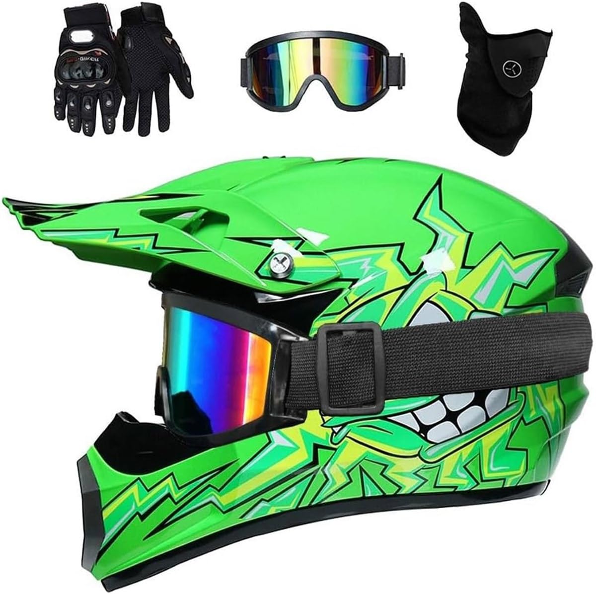 Youth Off Road Street Dirt Bike Helmet, Full Face MTB Motocross Helmet