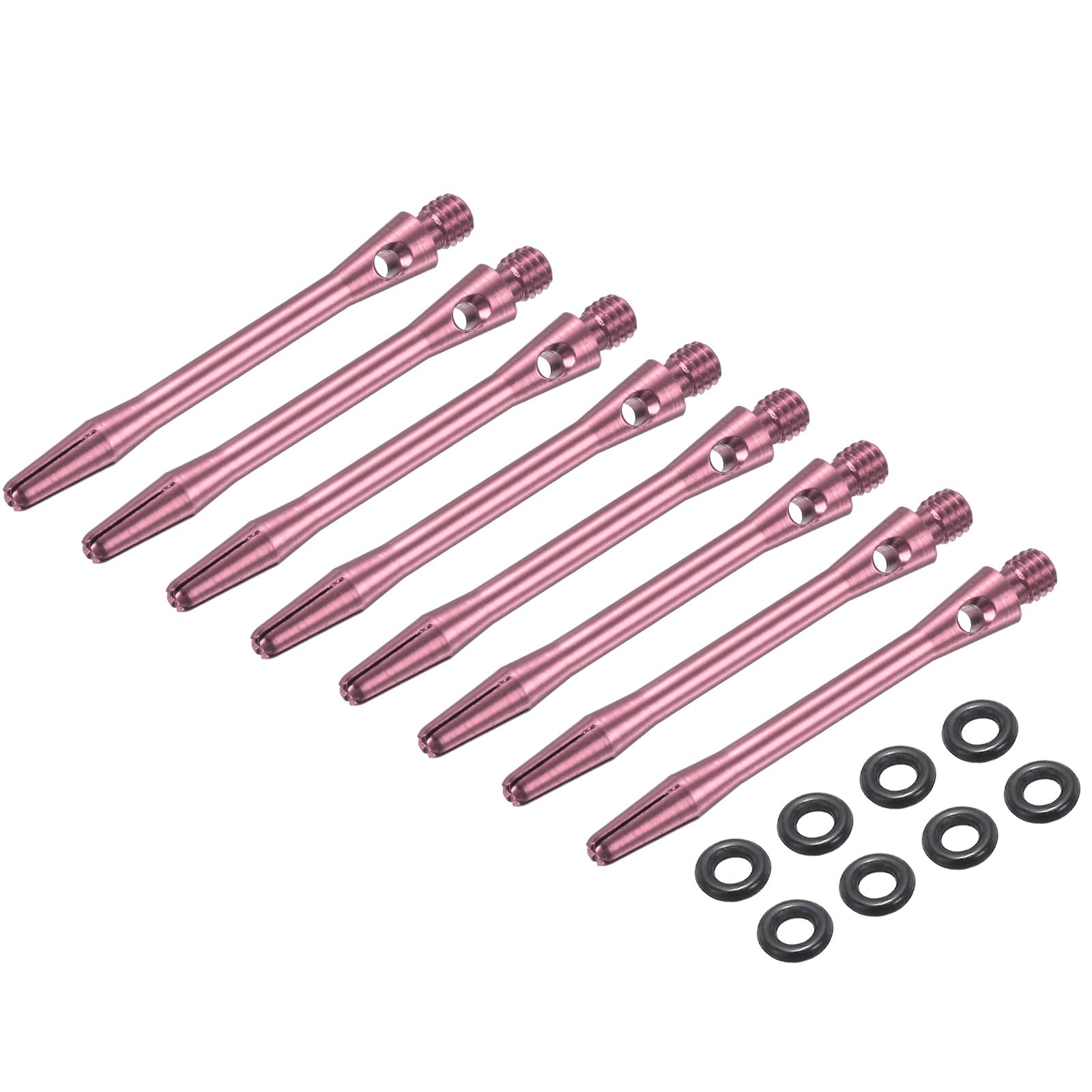 PATIKIL Aluminum Dart Shafts 45mm, 8 Pack 2BA Thread Dart Stems Replacement Accessories with Rubber Rings for Steel Tip, Pink