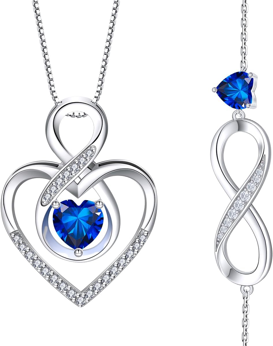 RIVIKO Infinity Heart Symbol Necklace Bracelet Set for Women 925 Sterling Silver Love Heart Pendant Valentine's Day Mother's Day Anniversary Birthday Christmas Jewelry Gifts for Women Mom Wife Girl