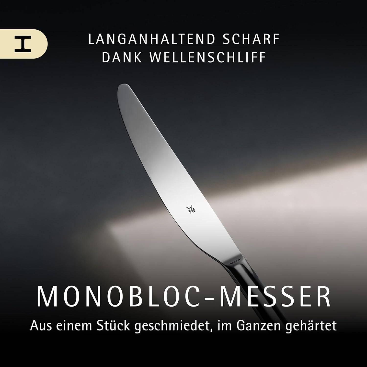 WMF Habitum Besteck Set 12 Personen, Essbesteck 60 teilig, Monobloc-Messer, Cromargan Edelstahl poliert, glänzend, spülmaschinenfest
