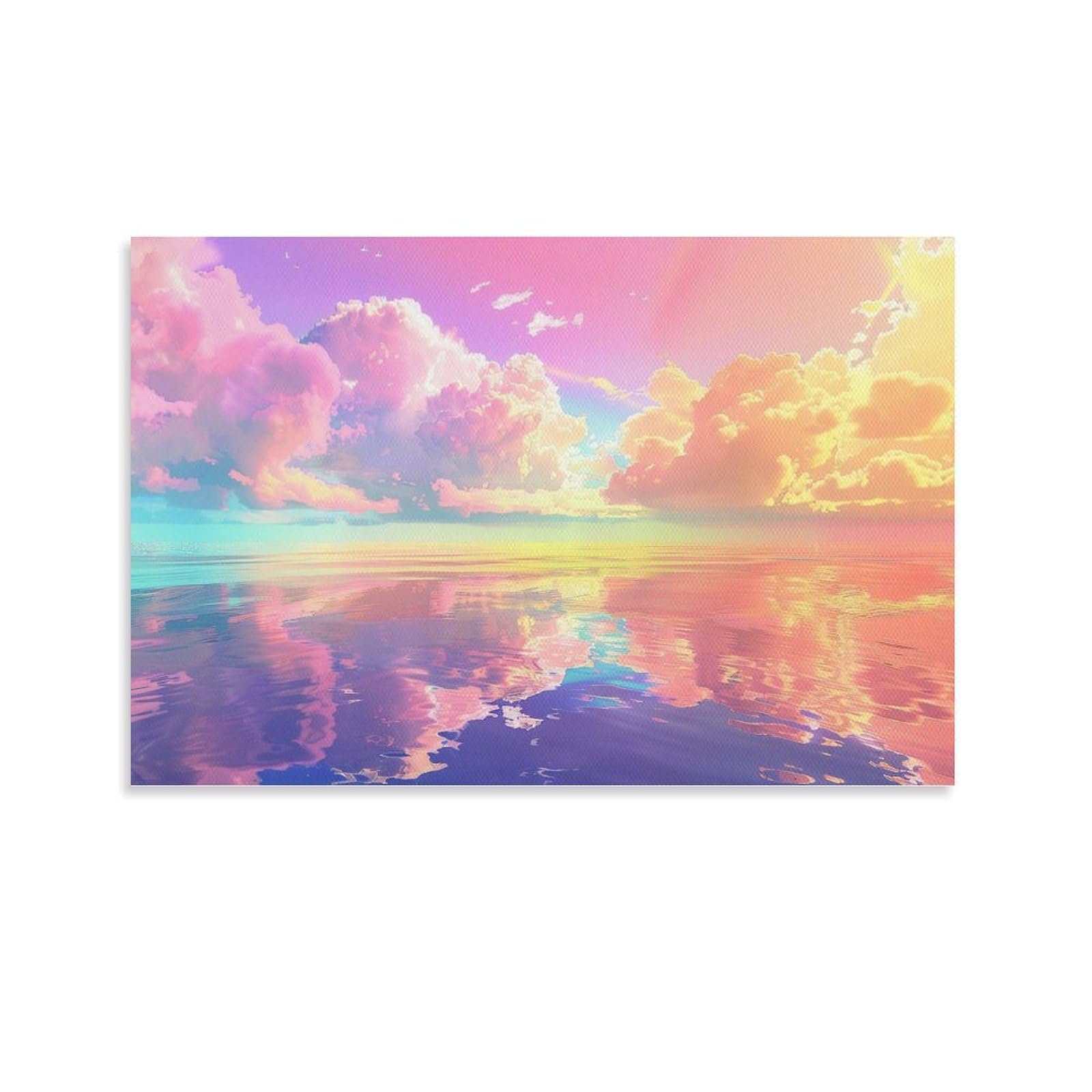 Amazon.co.jp: 絵画 夢のようなカラフルな雲 アートパネル ポスター