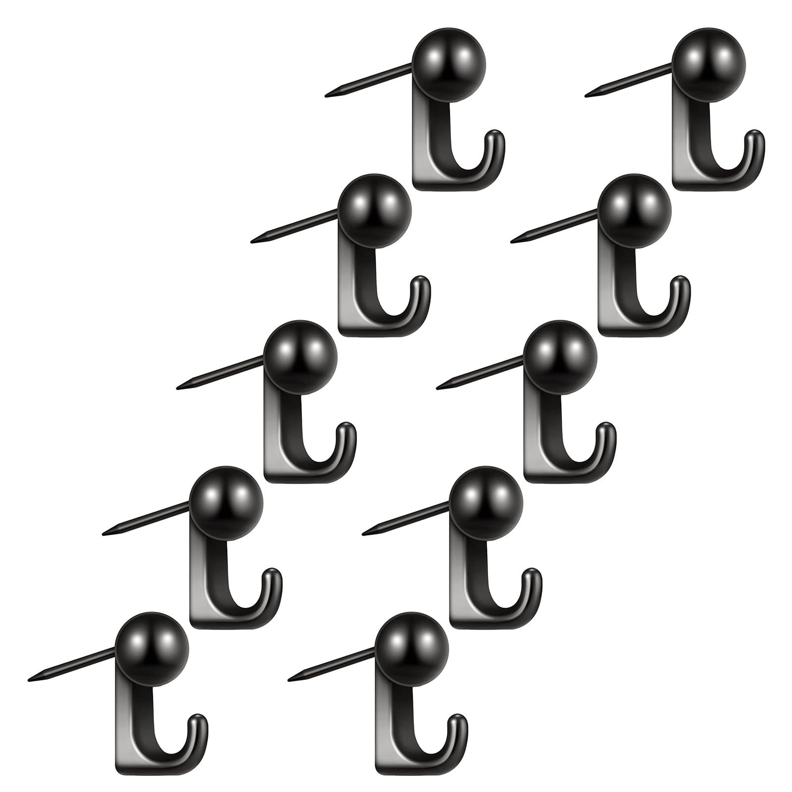 Jazuaiao 10Pcs Wall Hook Zincs Alloy Construction Strong Load Capacity Push Pin Styles Mounting for Wood Panels Metal Hangers Easy Installation Wall Hook