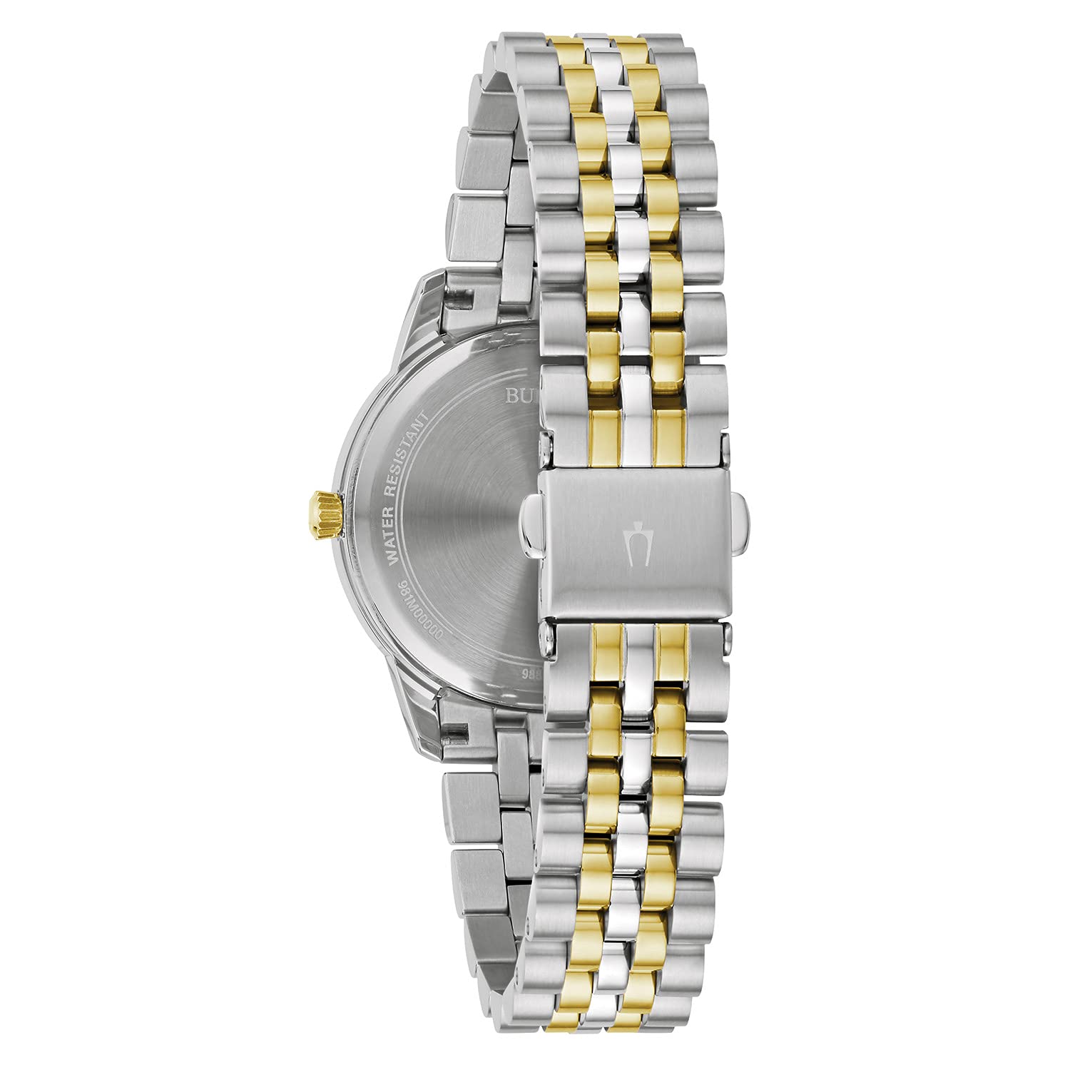 Bulova Reloj de Vestir clásico de Diamantes para Mujer con Fecha de día, Esfera Plateada de Dos Tonos, Standard, Diamante clásico de Cuarzo de 3 manecillas
