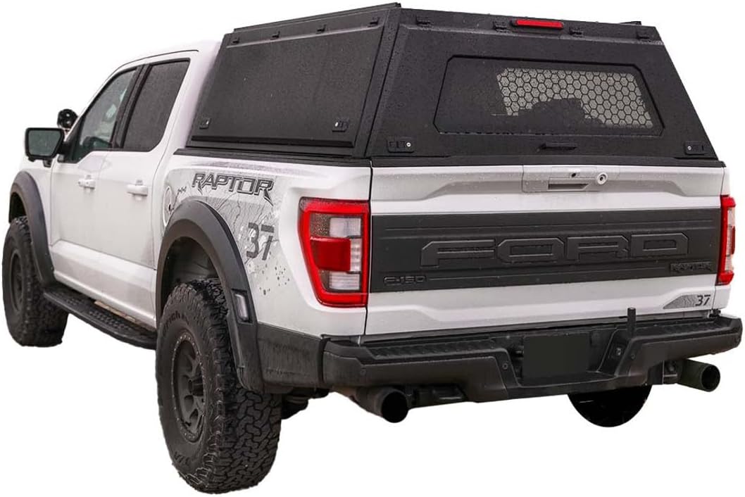 Overland Vehicle Systems Expedition - Truck Cap W/Full Wing Doors, Front and Rear Windows & 3rd Brake Light Full Bolt On (Suitable for Toyota Tacoma 5' Bed 2016-2023)