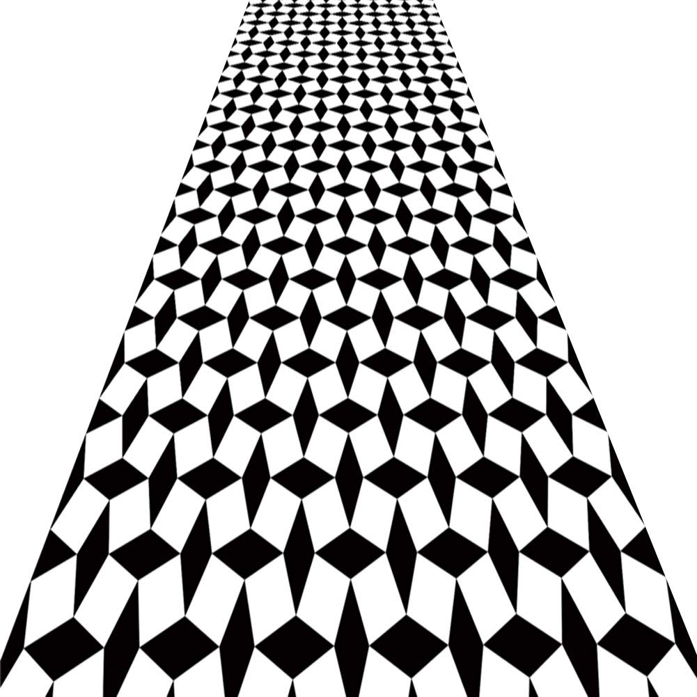 Alfombras de entrada de pasillo largo a medida en blanco y negro moqueta duradera