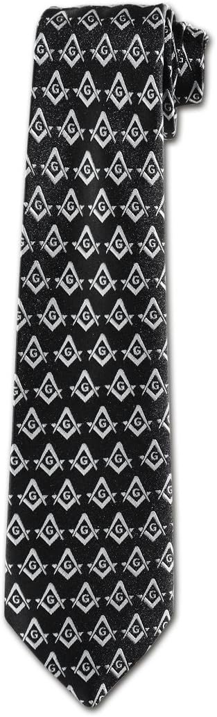 The Masonic ExchangeSquare & Compass Neck Tie - [Black & Silver]