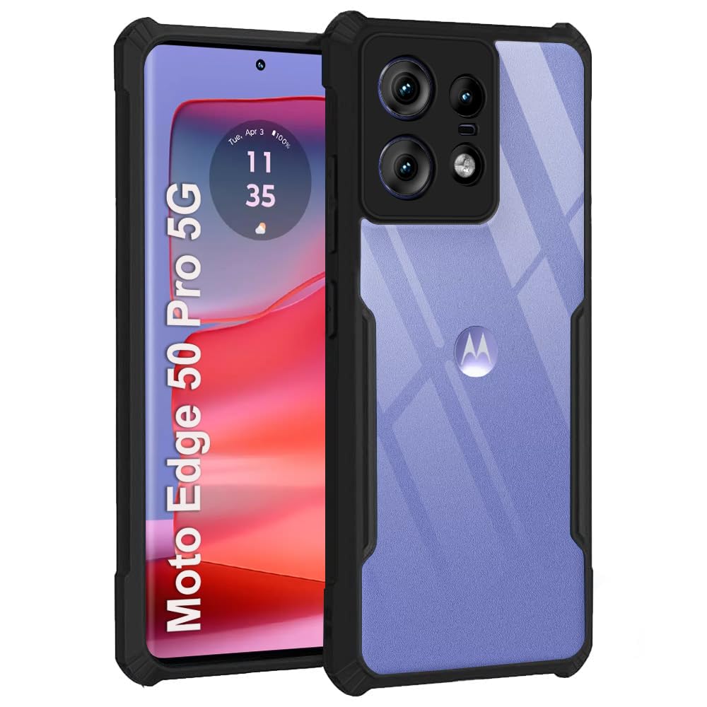 TheGiftKart Shockproof Crystal Clear Back Cover Case for Motorola Moto Edge 50 Pro 5G | 360 Degree Protection | Protective Design | Transparent Back Case for Moto Edge 50 Pro (PC & TPU, Black Bumper) (B0D1CJMBJV) Amazon Price History, Amazon Price Tracker