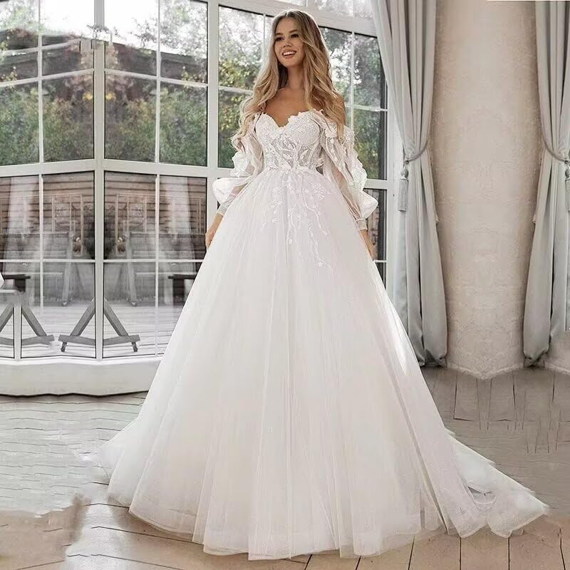 cantcauli Lace Appliques Wedding Dress for Bride Mermaid Off Shoulder Bridal Gown with Train CT0353
