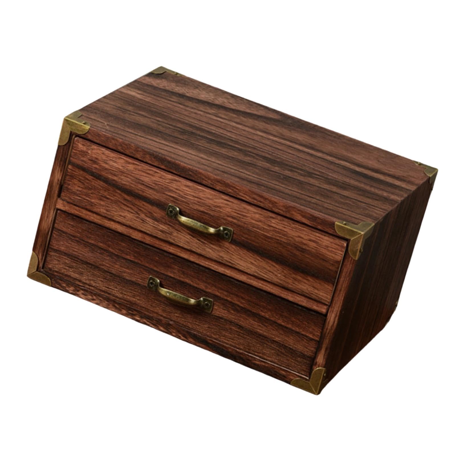 Pudełko do przechowywania na biurko z drewna, kilka szuflad, pudełko do przechowywania drobiazgów, organizer na biurko (24 x 18 x 13 cm)