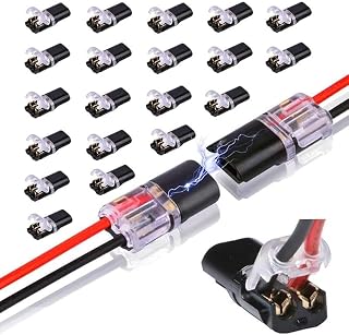 Double-Wire Plug-in Connector with Locking Buckle, Quick Clip Fasteners Wire Connector for DIY Crafting, Low-Voltage Decor – No-Tool Plastic Connectors, Compatible Wire Diameter 1.5mm-2.1mm (100PCS)