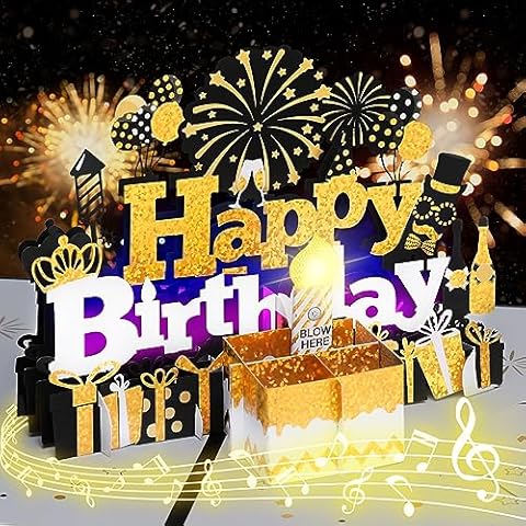 OSOMEPOP Musical Birthday Card with Candlelight Cover