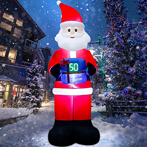 Lulu Home Christmas Inflatable Decoration, 8 FT Blow Up Santa with LED Countdown Clock, Advent Calendar Count Down to Christmas, Christmas Inflatable Santa Decorations Outdoor Indoor