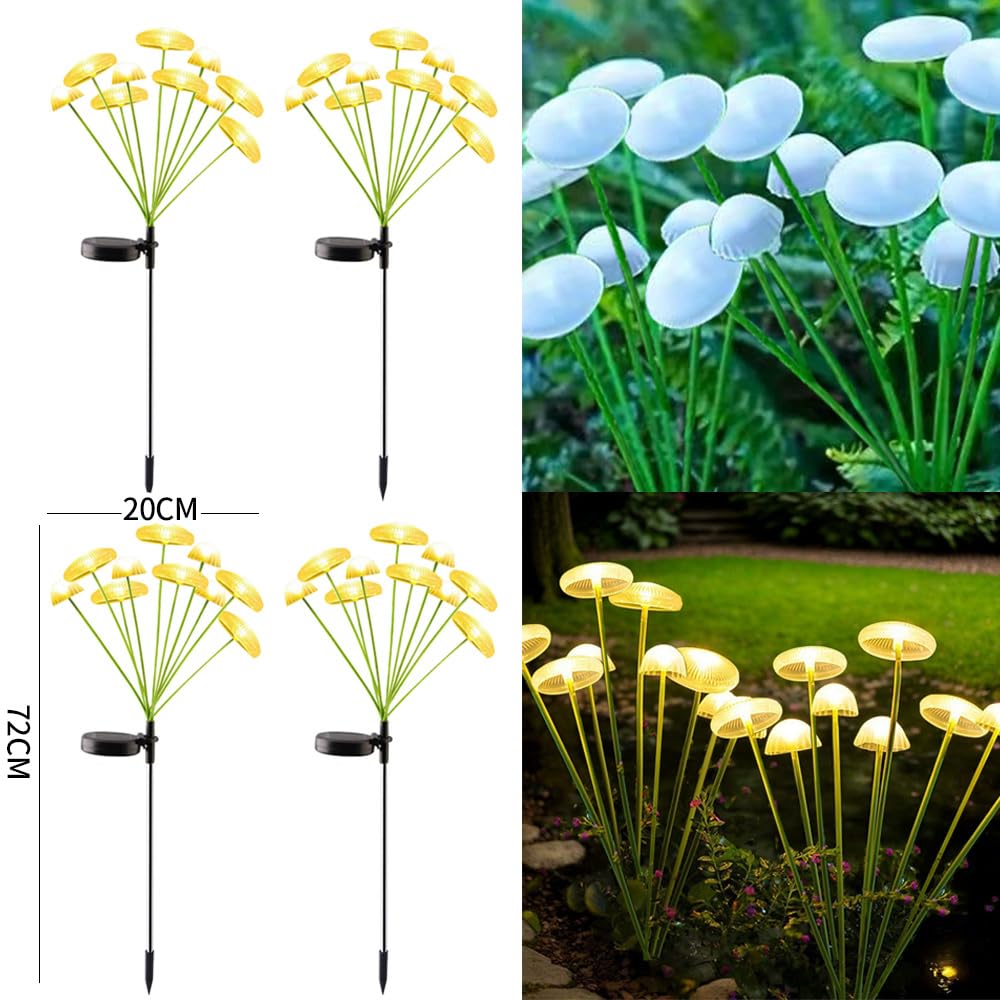 YZYOE 4 Pack 10LED Outdoor Solar Ground Inserted Warm Light Jellyfish Lamps,Waterproof Courtyard Atmosphere Decorative Lights,2 Modes DIY Path Light - Image 4