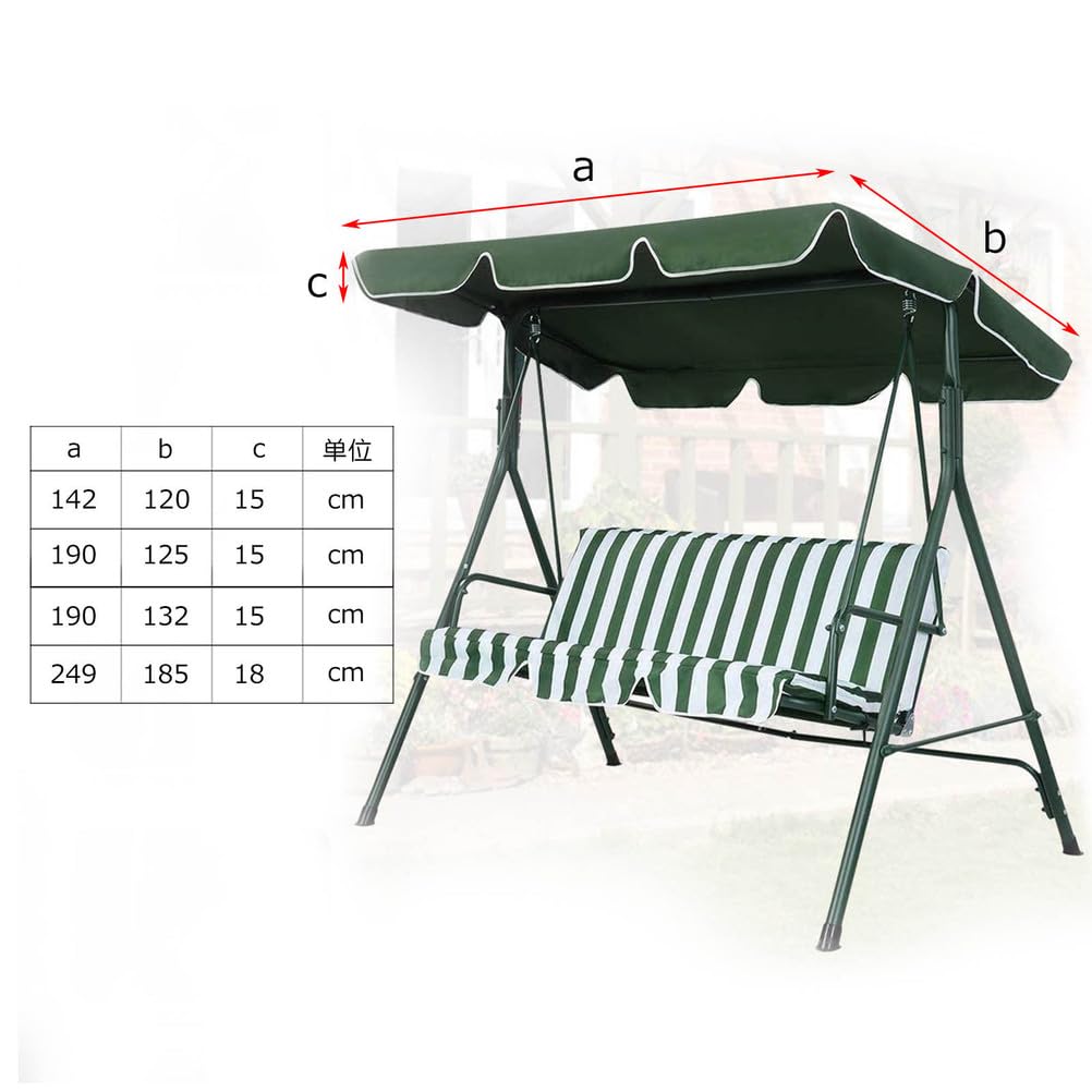 Sostituzione del baldacchino per Altalena da Giardino, Sostituzione del baldacchino per Altalena da 2 a 3 posti,Verde,249x185x18cm