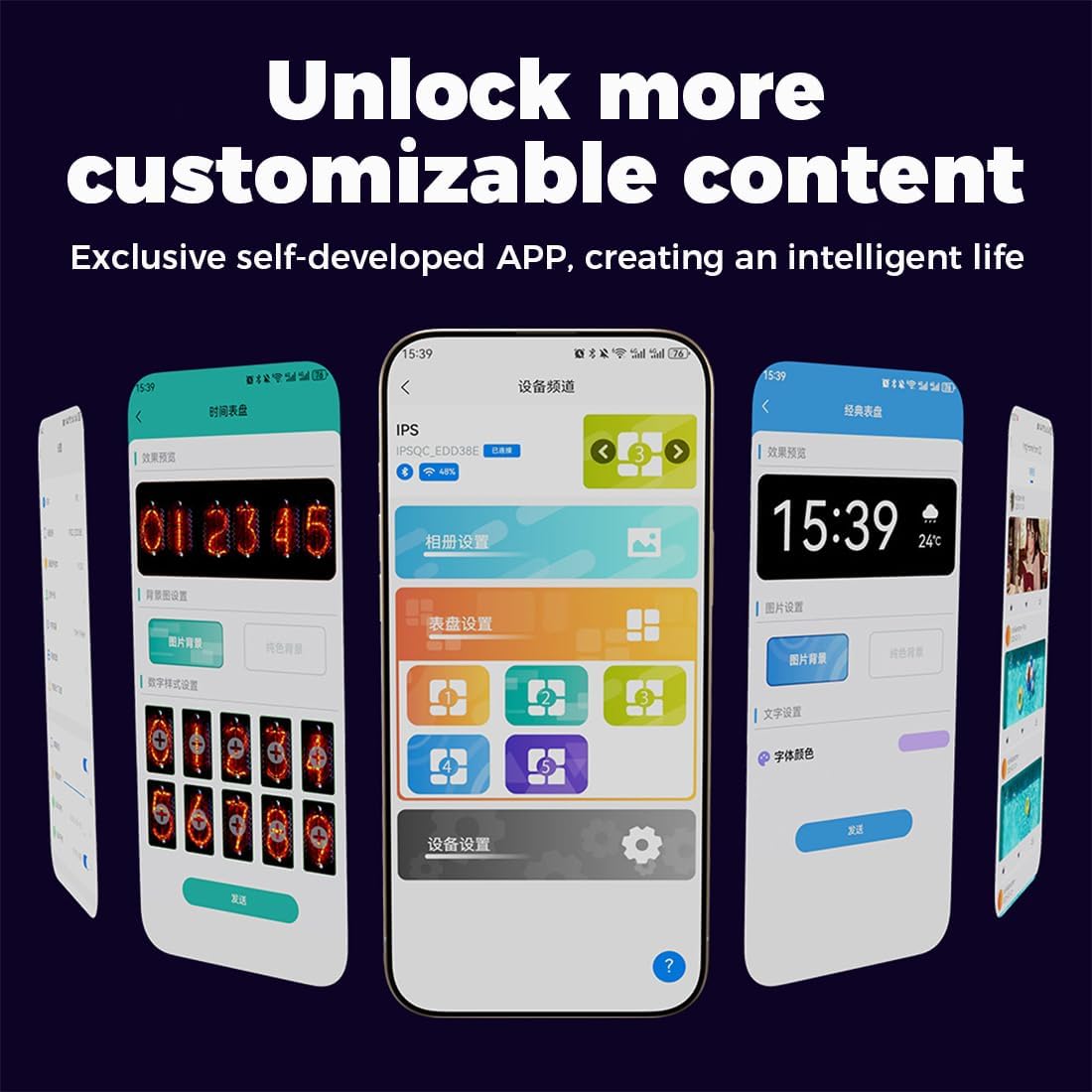 IPS Nixie Tube Clock, Cyberpunk Digital Weather Station, Custom Photo Frame Ambient Light for Gaming Room Decor, Metal Tech Gift for Men