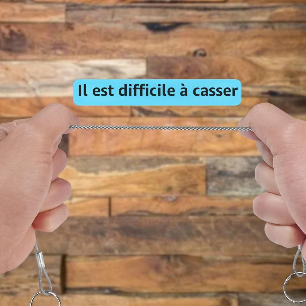 YuCool Lot de 12 cordons métalliques en acier inoxydable 316 avec revêtement en caoutchouc pour la navigation, empêche la perte et la suspension d'objets 2 mm