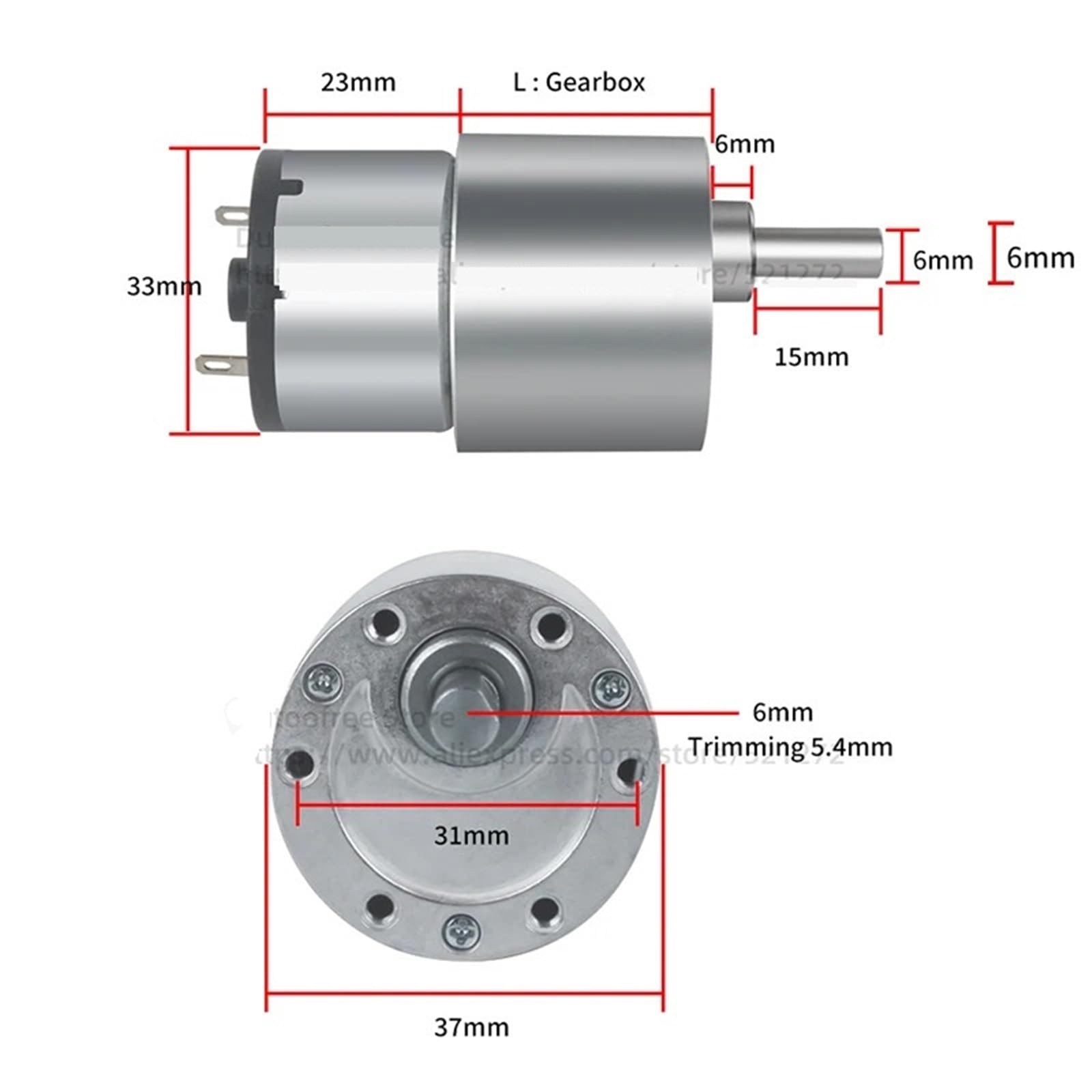 Miniaturowa przekładnia silnika prądu stałego o wysokim momencie obrotowym, 6V/12V/24V, 7RPM ~ 960 obr./min, silnik szczotkowy DC redukcja silnika ekscentrycznego wału