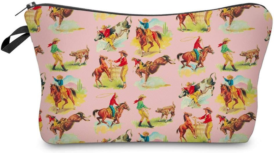Cosmetic Bag MRSP Makeup bags for women,Small makeup pouch Travel bags for toiletries waterproof girl Cowboy PINK (51727)