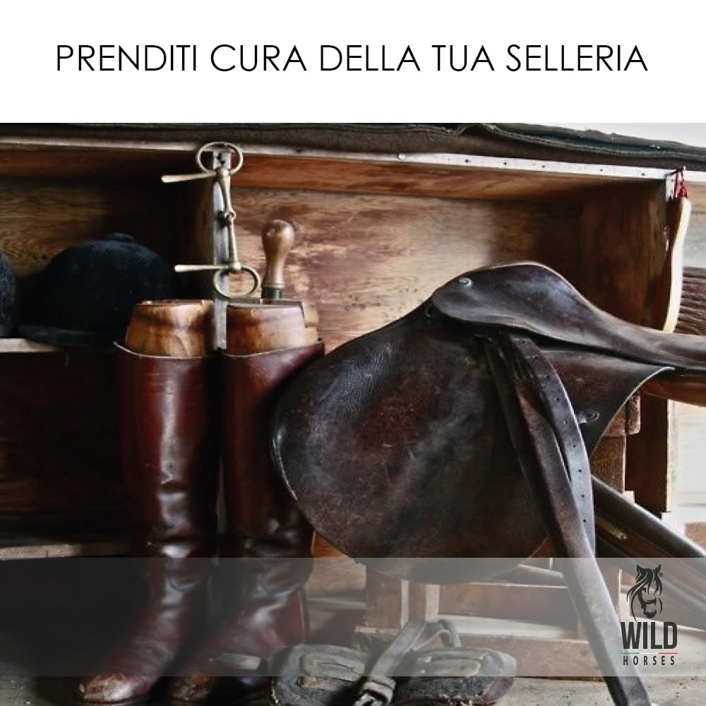 Wild Horses | Balsamo Cuoio & Pelle con Cera d'Api, Restituisce Lucentezza ed Elasticità, per Cuoio e Selleria, 500g, Made in Italy