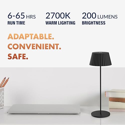 Miniatura 4 de Newhouse Lighting Raven, NHTL-RA-BLK, lámpara de mesa recargable inalámbrica de 2700 K regulable con USB-C NHTL-RA-BLK, lámpara de escritorio