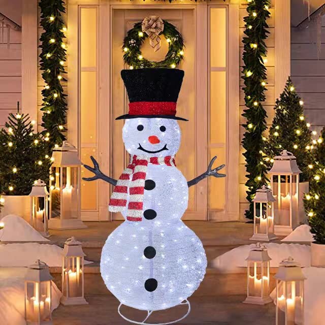 Photo 1 of 4FT Lighted Snowman Outdoor Christmas Decorations, LED Lights Built-in for Holiday/Christmas/Party/Yard/Garden Visit TheStore (Mesh Cloth Snowman)