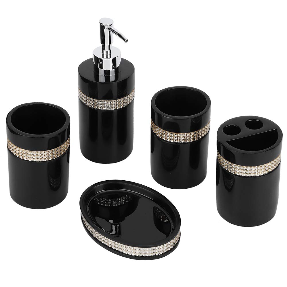 Aramox Juego de Accesorios de Baño Juego de Baño de Resina de 5 Piezas con Dispensador de Loción, Soporte para Cepillo de Dientes, 2 Tazas de Lavado, Jabonera para Mostrador de, Hogar, Habitación de