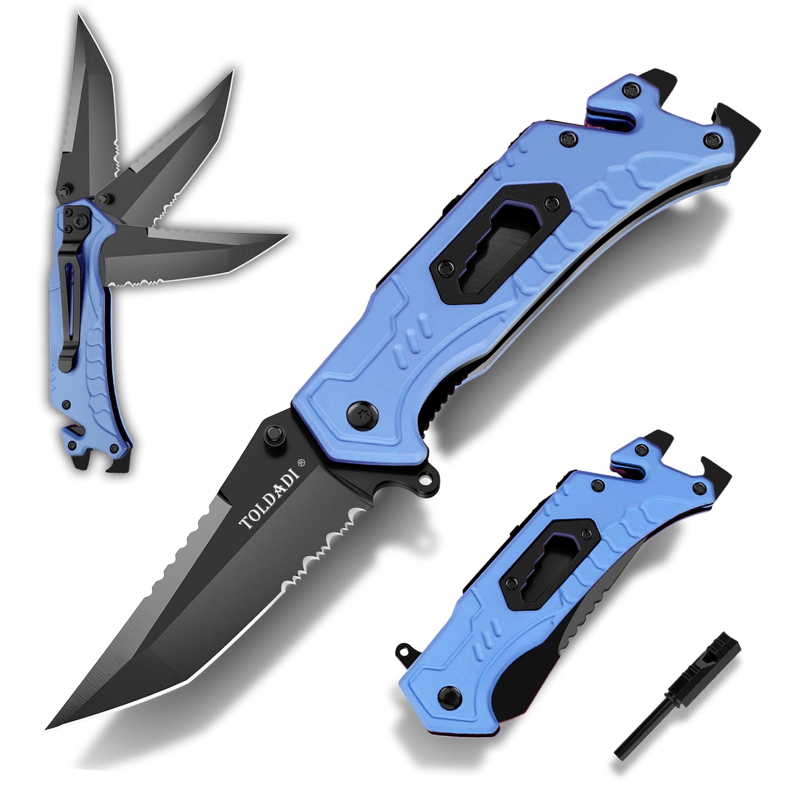 Pocket Knife With Clip, Folding Knife, Pocket Knife for Men,Sharp Hiking Camping Fishing Work Outdoor Survival Men knives (400C-BLUE)