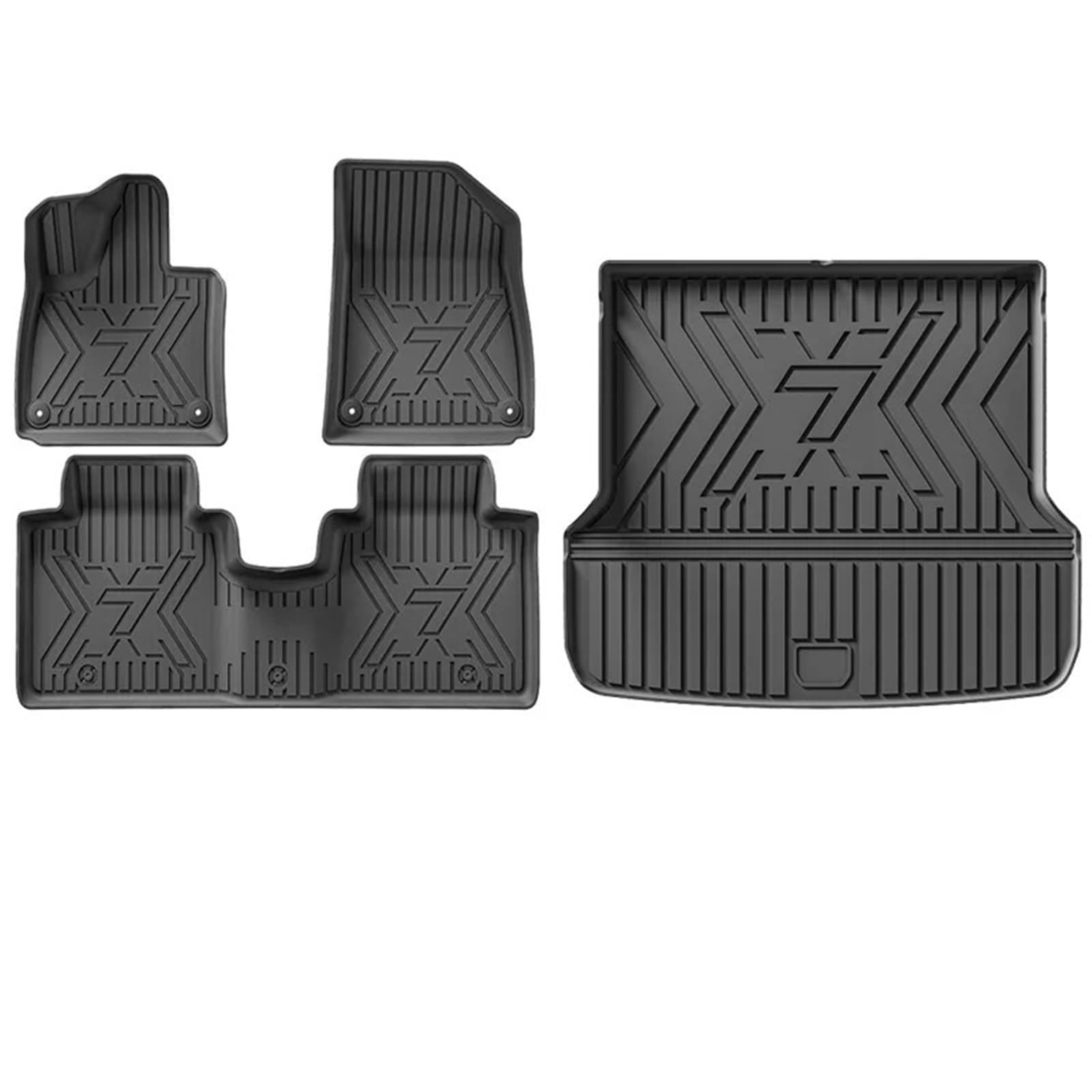 Car Floor Mats 5 Seats Compatible for Zeekr 7X 2024 2025 All-Weather Cargo Liner Trunk Pad TPE Waterproof
