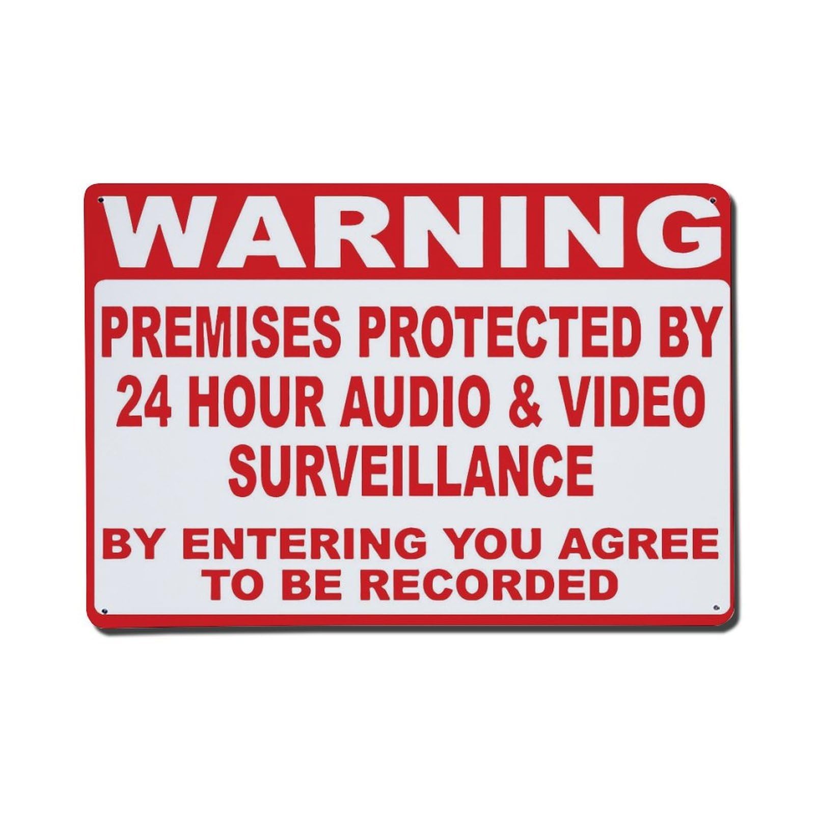 Ldfuieksufg Style Audio Video Surveillance Warning Metal Sign For 24 Hour Security Vintage Aluminium Metal Sign, Retro Wall Decor For Home, Bar, Garage & Farmhouse 20X30cm