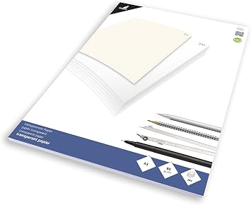 Kangaro K-770301 Transparent Technical Drawing Paper/Graph Paper DIN A3 24 Pages 80 g/m2 Paper with 1 Sheet 1/5/10 mm Orange Grid