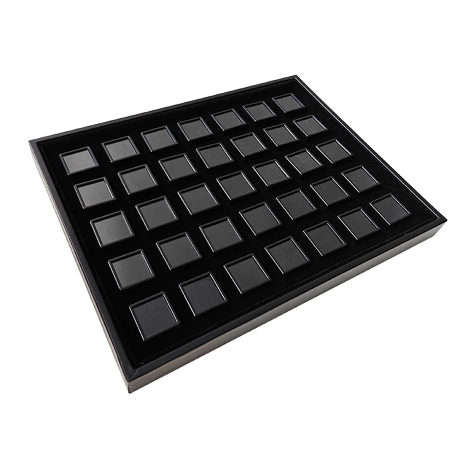 Woedpez Modern 35 Grids Jewelry Showcase Tray with PU Leather Bottom Display for Retail Stores Preciousstone Storage Box