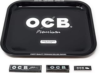 OCB Rolling Tray Large + OCB Black Premium Rolling Paper Bundle