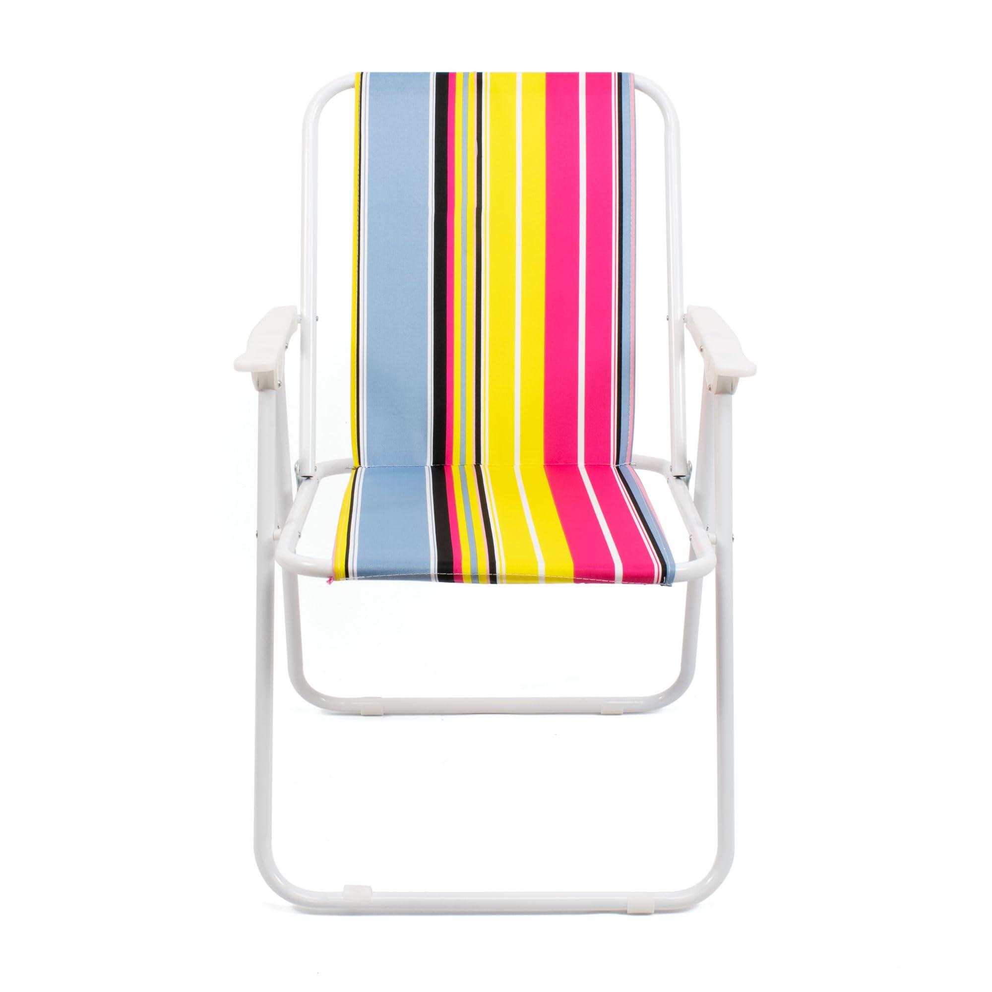 The Secret Home Pack 2 Sillas de Playa Plegables y Ligeras de Metal y Poliéster | Silla de Exterior para Camping, Jardín y Terraza | Estructura Resistente con Rayas Multicolor | Asiento Portátil