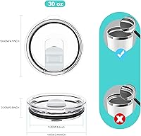 Vista 68 de Tapa con popote para vaso de 30 onzas, tapas de repuesto compatibles con YETI Rambler de 30 onzas, vaso con popote de 35 onzas, sin BPA e