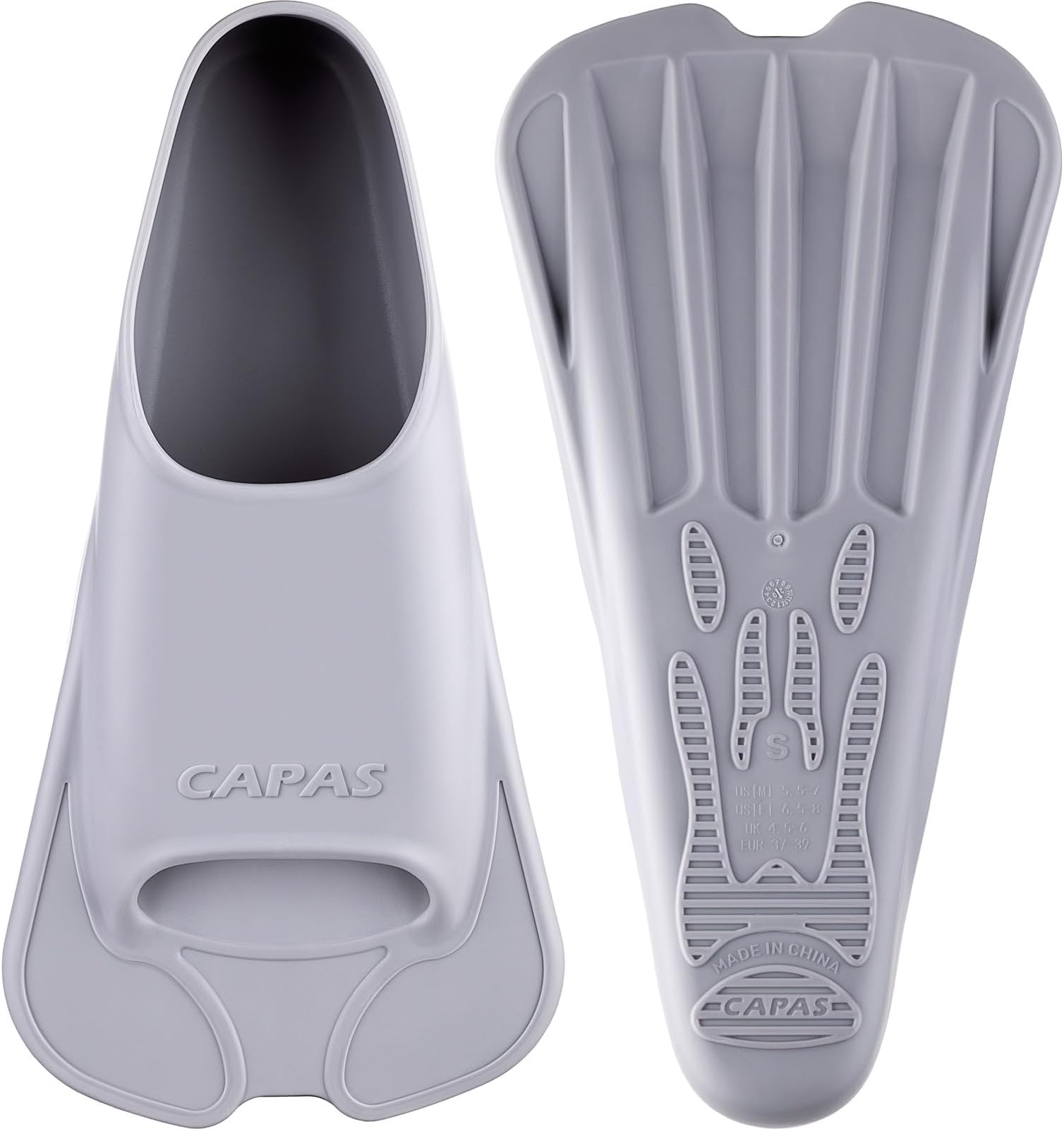 CAPAS Swim Training Fins Comfortable Silicone Lap Swimming Short Blade Floating Flippers with Mesh Bag for Adult Men Women Build Leg Strength