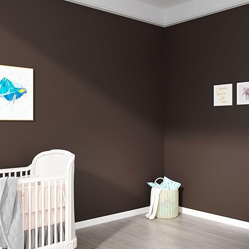 Miniatura 5 de Decotalk Papel de contacto marrón oscuro, papel tapiz autoadhesivo para gabinetes, decorativo, 17.7 x 120 pulgadas, papel tapiz marrón sólido para