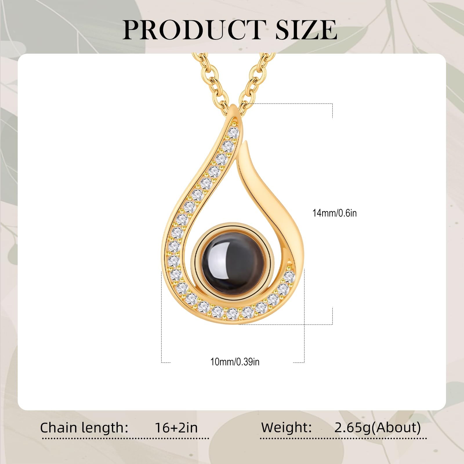 Collar con foto de plata esterlina – Collar de proyección de imagen personalizado – Regalo de collar personalizar con foto oculta para novia esposa madre