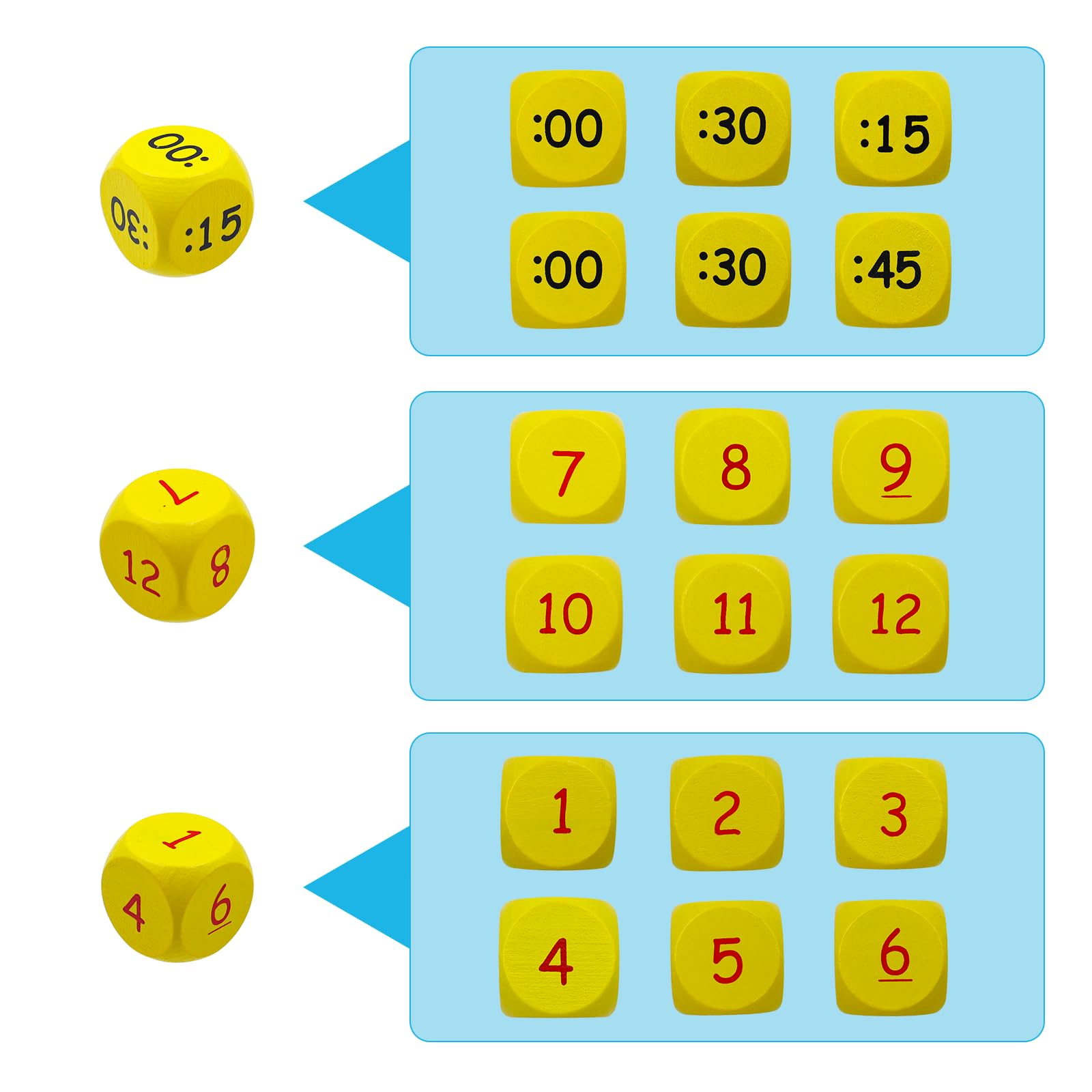1 Set Modello di Orologio didattico, Orologio di apprendimento, Apprendimento Giochi Matematica Orologio di,Gioco Orologio Bambini Adatto a Bambini