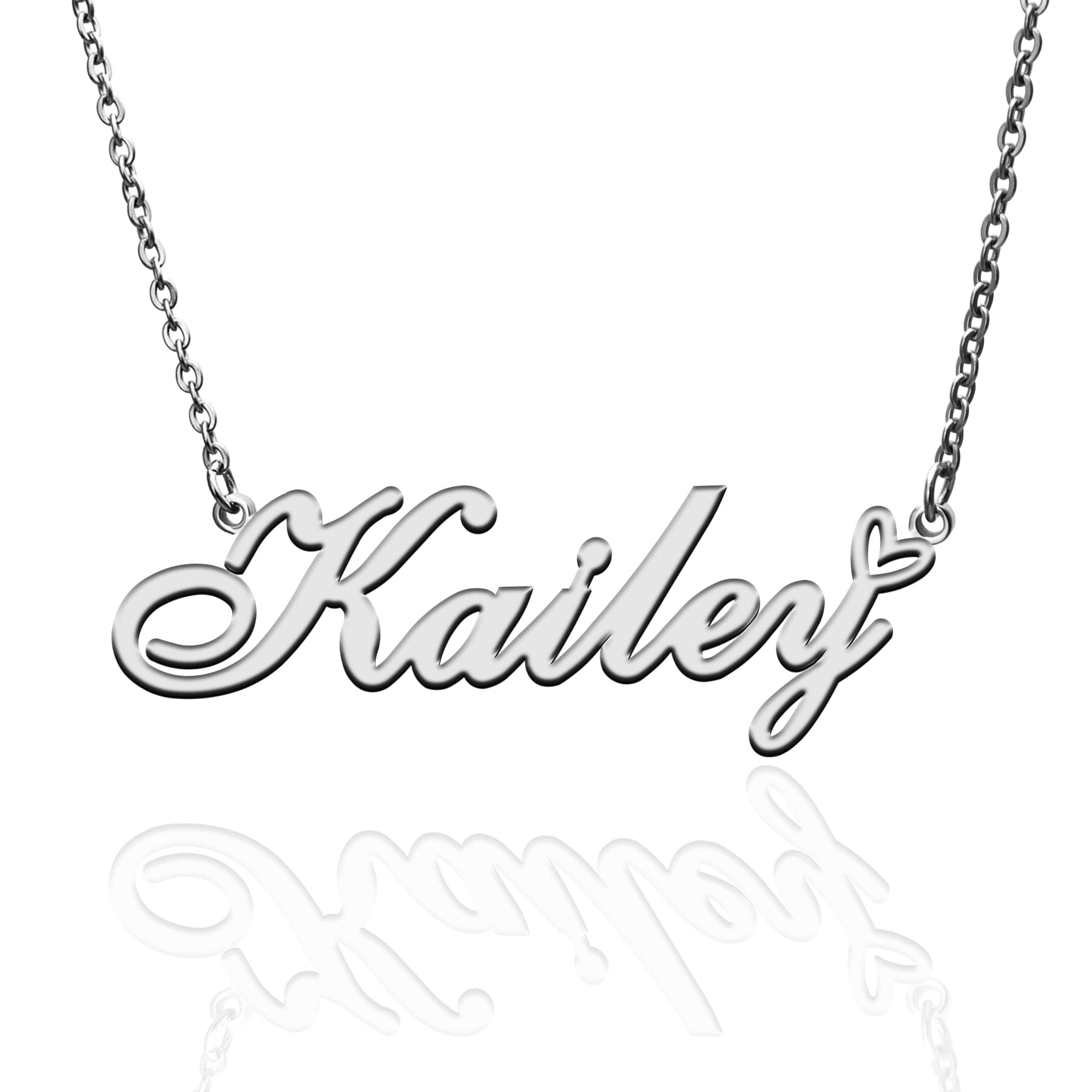 Custom Name Necklace Customized Personalized Pendant Name Necklace with Heart Plated Name Necklace for Women Personal Fashion Necklace Best Gift for Girl Mother Daughter Friendship Christmas Birthday