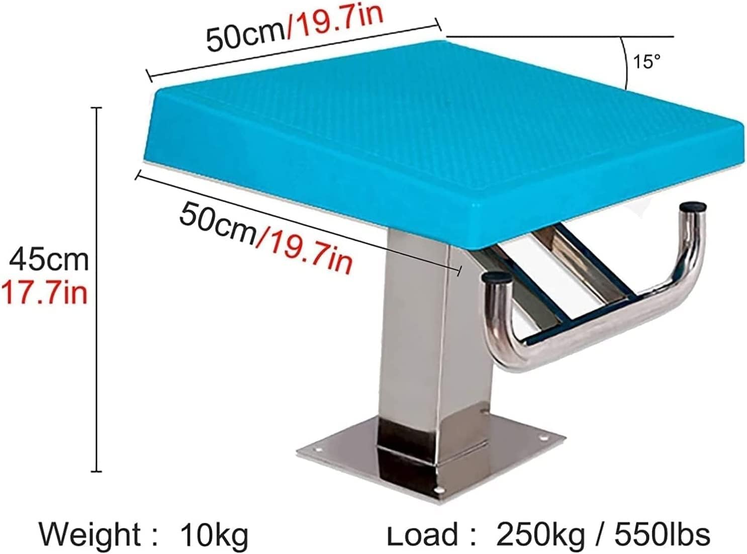 Professional Stainless Steel Diving Board - Heavy Duty Swim Platform for Training & Competitions, Non-Skid Surface, Complete with Fittings, Ideal for Pools & Diving Enthusiasts
