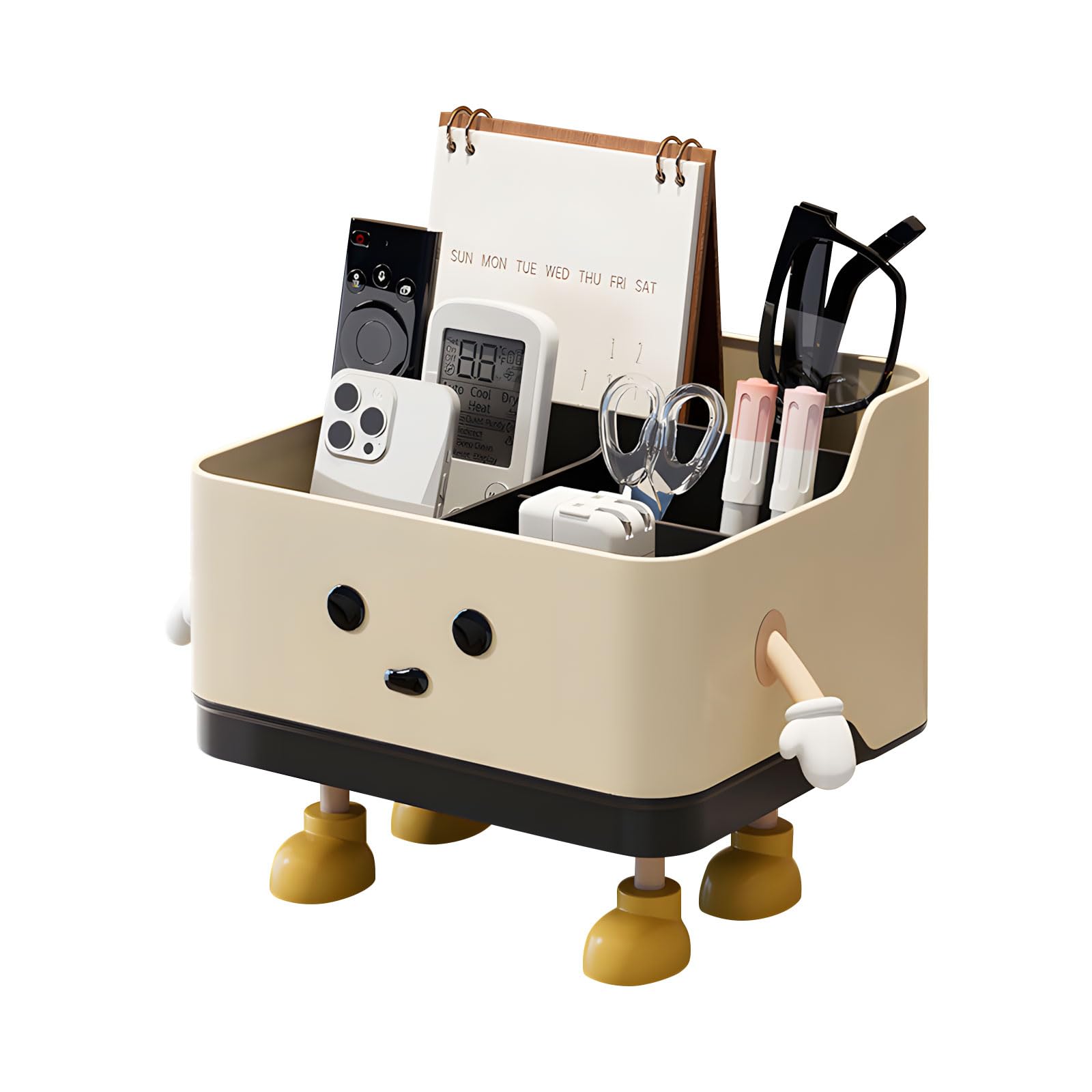 ZEPFJHE Functional and Trendy Desktop Manager with 4 Compartments to Store Everyday Belongings Neatly Desk Tidy Box