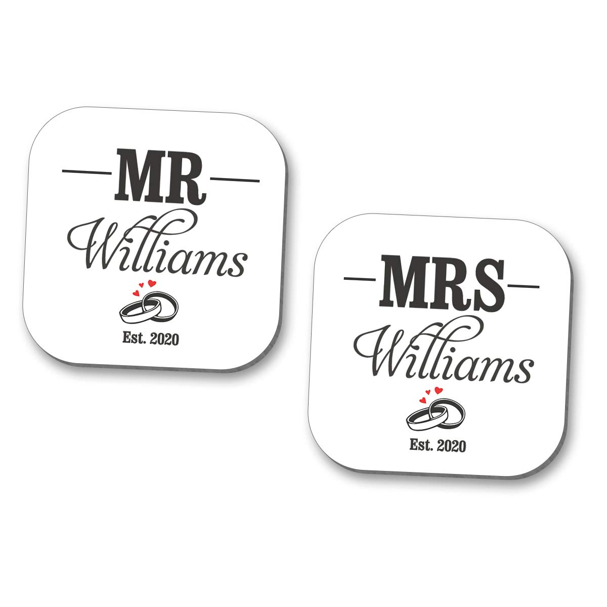 Hot Off The Press Personalised Mr And Mrs Coasters (2 Pack) Drink Mat 10Cm X 10Cm