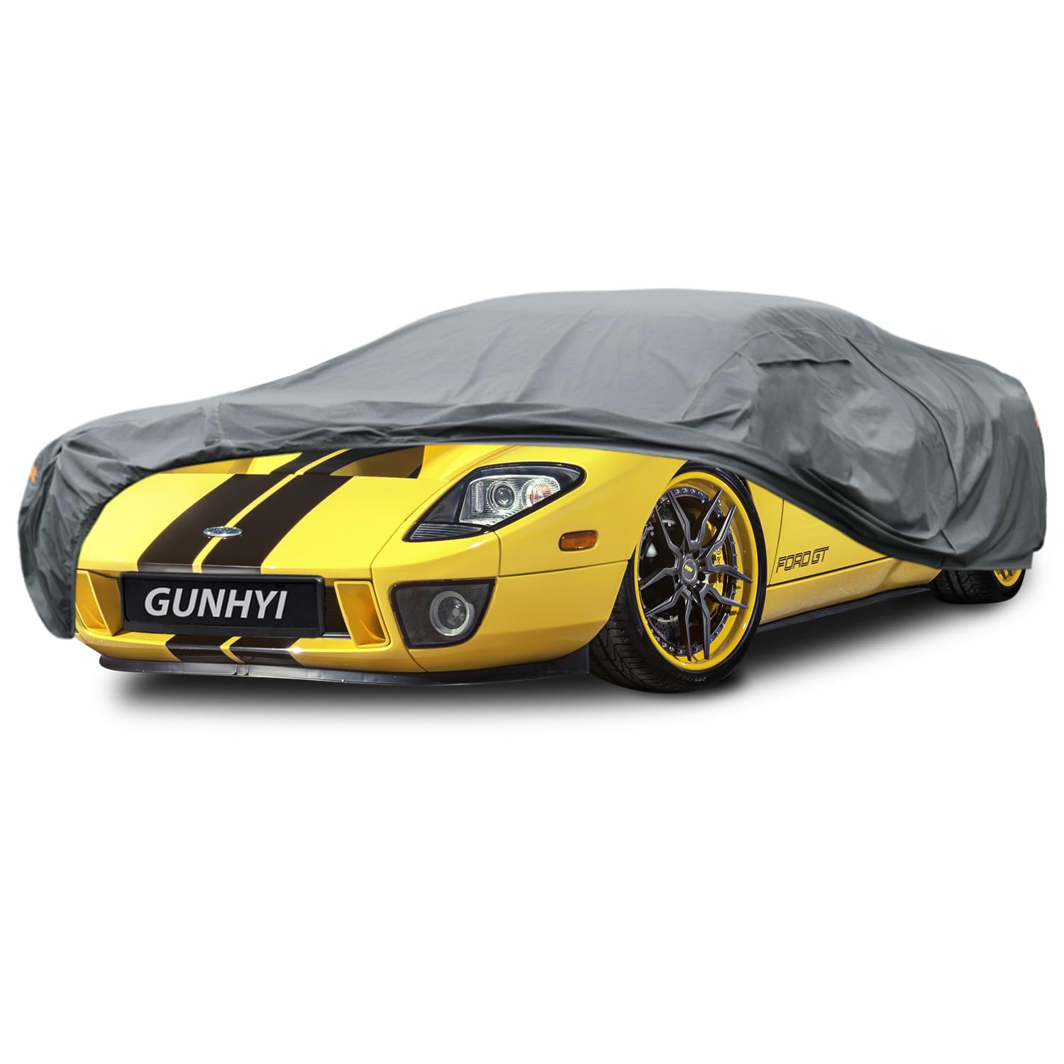 GUNHYI Premium Car Cover Custom Fit Ford GT, 16 Layers Heavy Duty Car Cover Waterproof All Weather with Zipper Door for Sun Rain Snow Dust Uv Protection