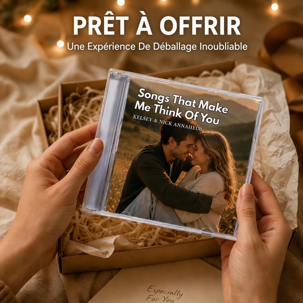 CD Personnalisé avec Photo & Texte Cadeau pour Heomme Femme Couple Album Musical Spotify CD à Graver Cadeau Personnalisé pour Anniversaire Mariage Noël